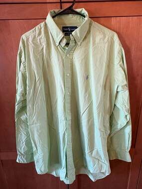 Ralph Lauren Blake 100% Two-Ply Cotton Button Down Shirt Mint Green Men's Large